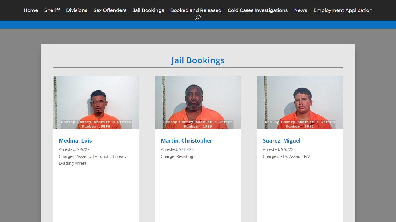 Jail Bookings | Shelby County Sheriff